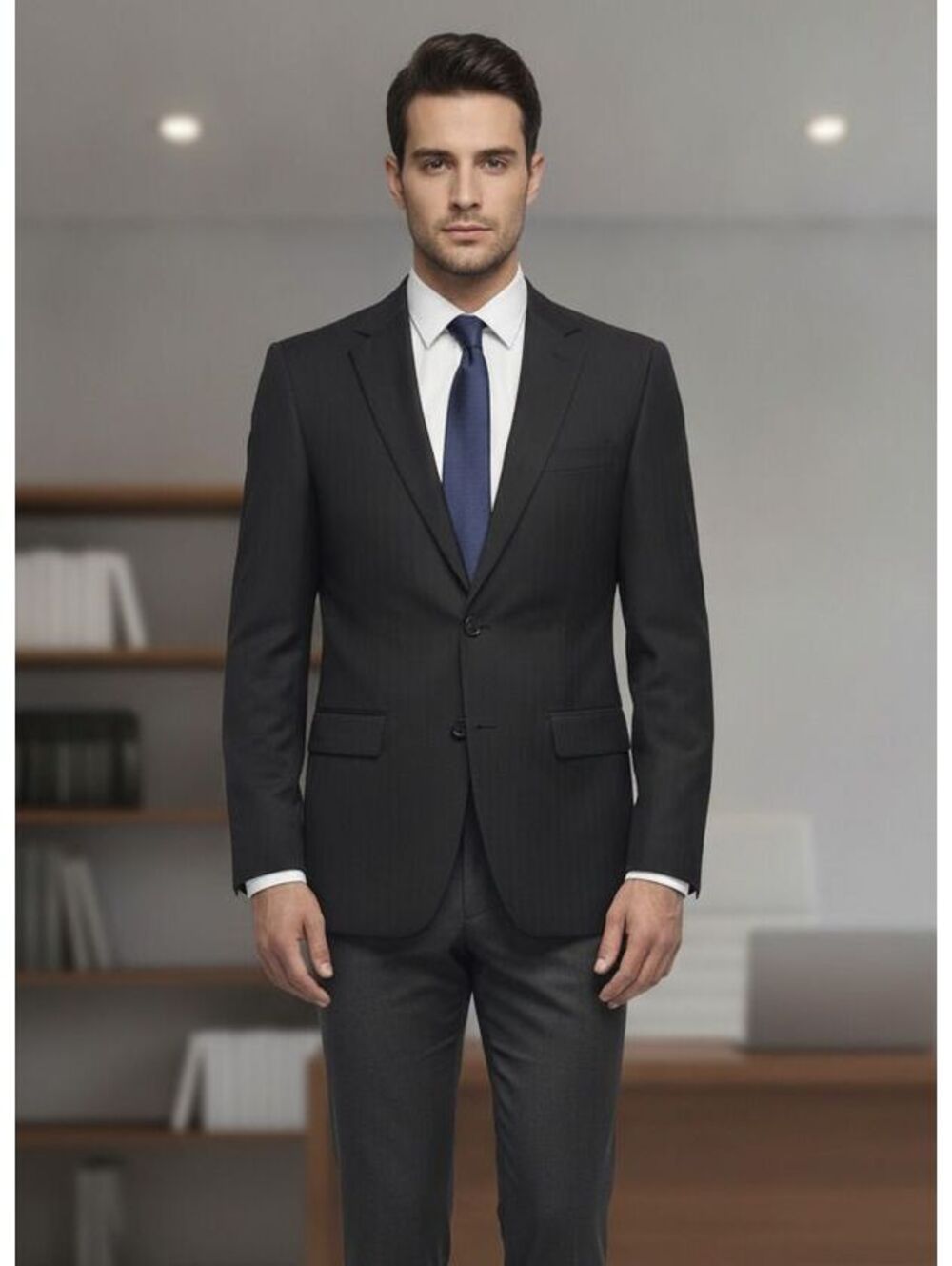 Van Heusen Men's Black Two-Button Suit Blazer Jacket Size 38R